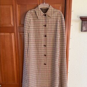 Vintage Seaforth A line Collared Reversible Cape in Shades of Brown Houndstooth